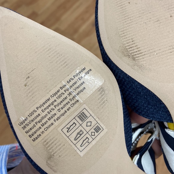 CAbi #6022 Bow Kitten Heel Mule Shoes Navy Yellow
Size 8 NWOT - Picture 4 of 6